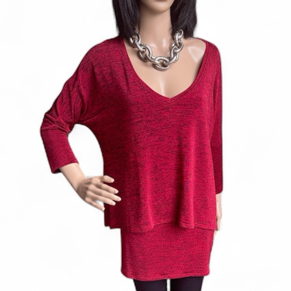 Joseph Ribkoff Cranberry V-Neck Tunic Top